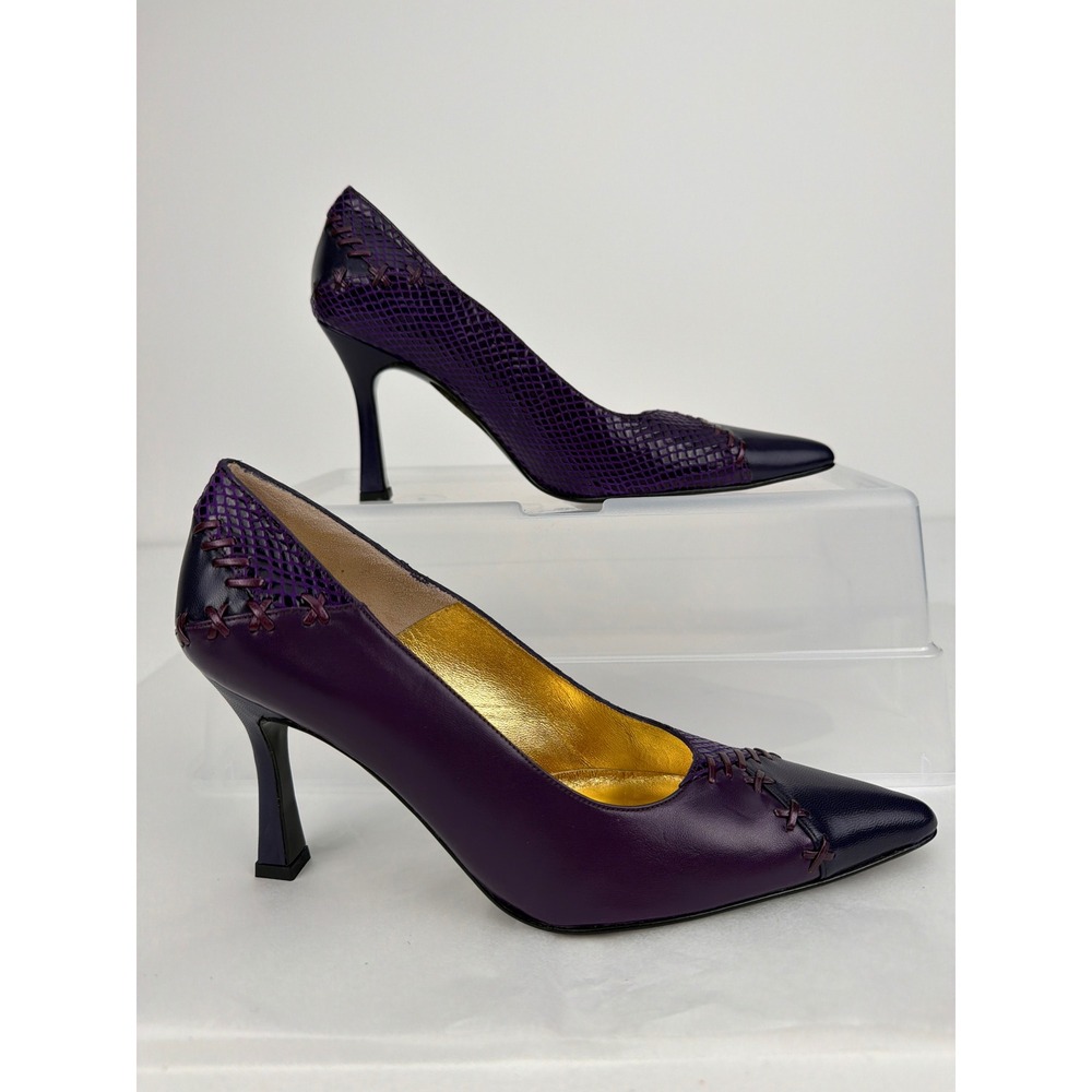 NEW Timothy Hitsman Alandra Pumps 6 Eggplant Ombre Leather Whipstitch Spain